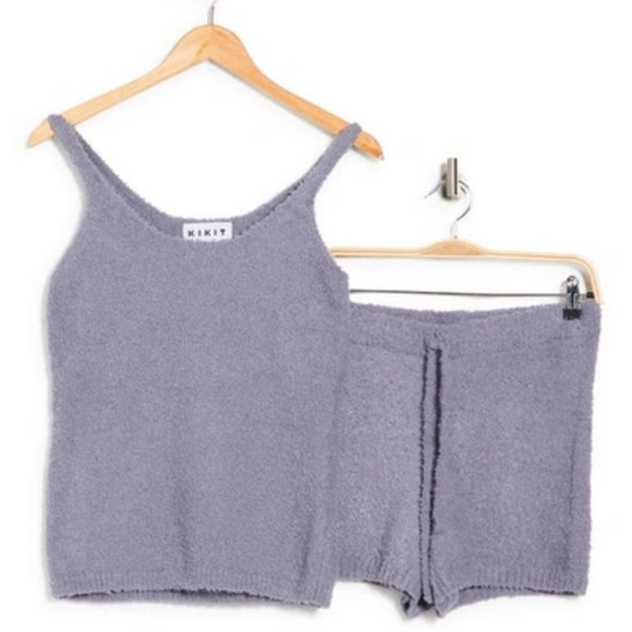 NWT Medium Kikit teddy tank top & shorts 2 piece pajama set  (color: Slate) - Picture 3 of 12